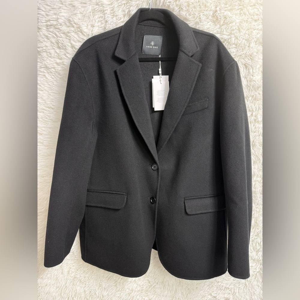 Anine Bing Quinn Blazer | Black Cashmere Blend | Heavyweight (XL) - Picture 12 of 14